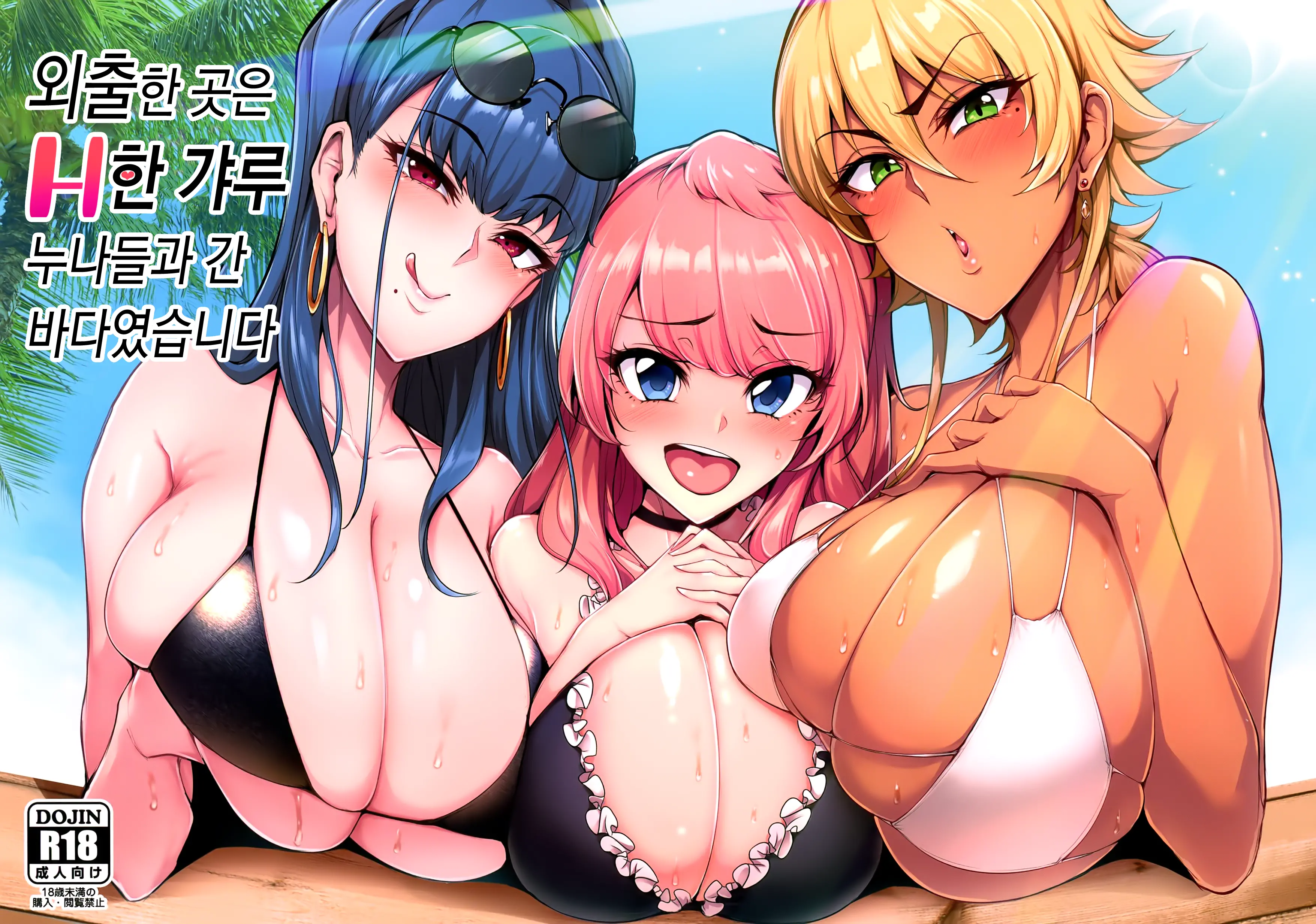 외출한 곳은 H한 갸루 누나들과 간 바다였습니다
